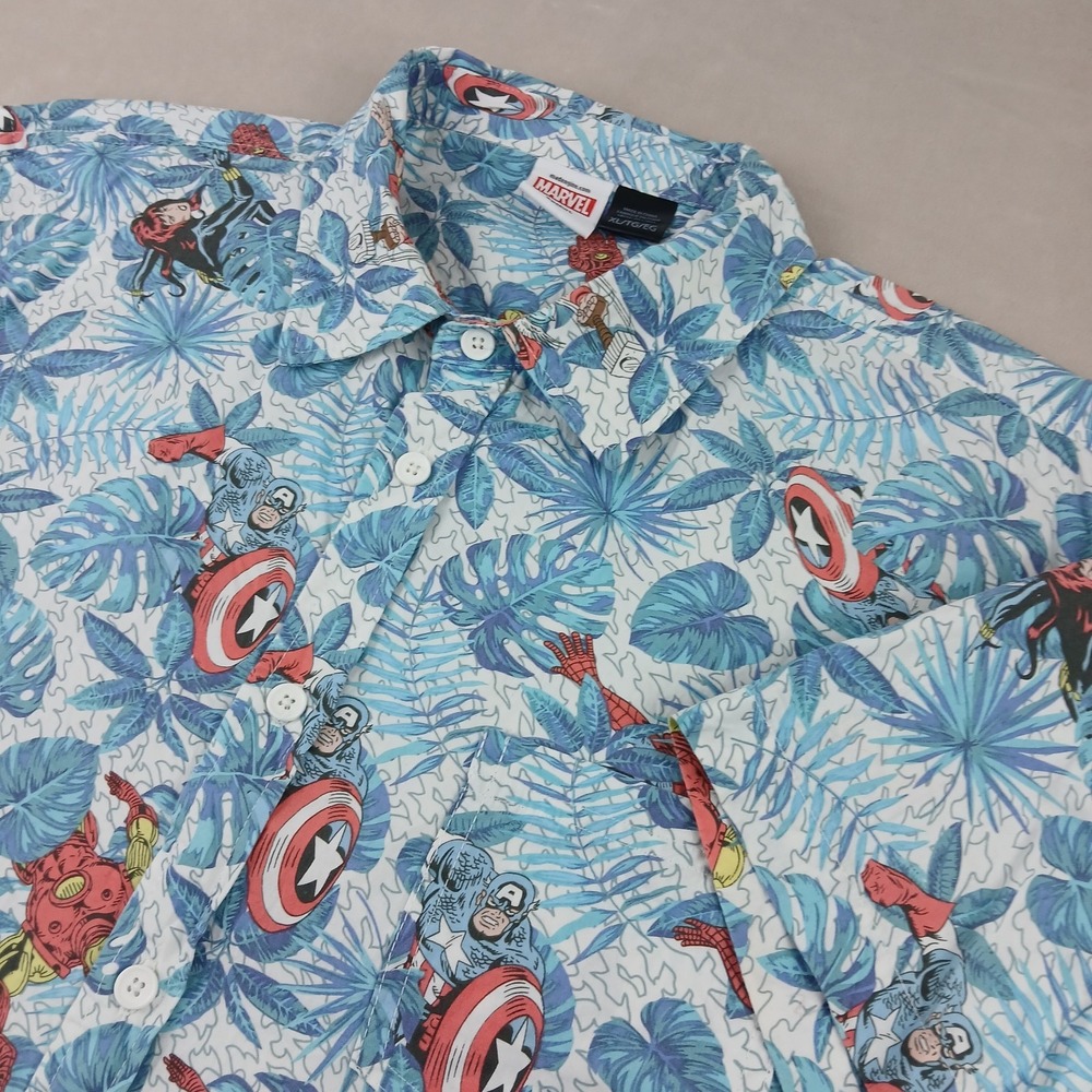 Marvel Captain America XL Mens Shirt Hawaiian Camp Button Up Short Sleeve 24x27